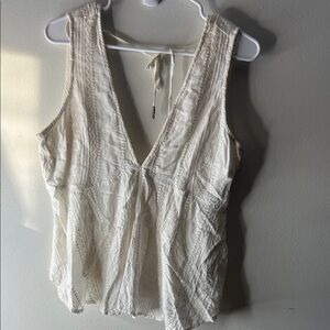 Free People deep V ivory Sleeveless Tnk